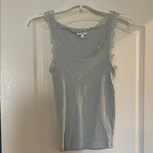 Classic Lace Trim Tank Top - Light Blue-Gray